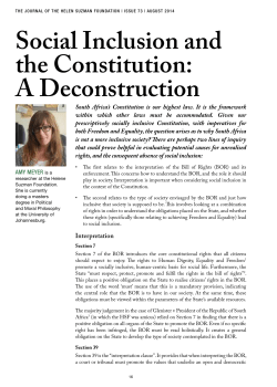 Social Inclusion and the Constitution: A