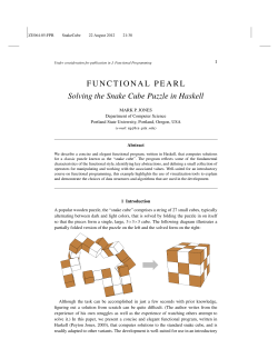 FUNCTIONAL PEARL Solving the Snake Cube Puzzle in Haskell