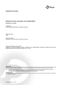 Syddansk Universitet Epistemic Poverty, Internalism, and Justified