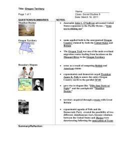 Manifest Destiny Unit Oregon
