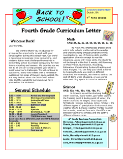 Fourth Grade Curriculum Letter