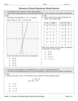 Systems of Linear Equations: Retest Review