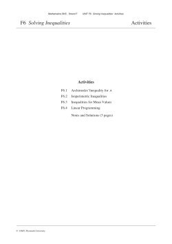 F6 Solving Inequalities Activities