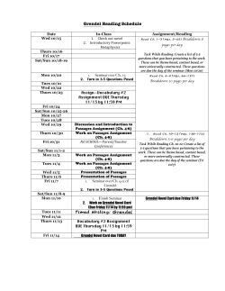 Grendel Reading Schedule