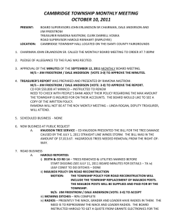 CAMBRIDGE TOWNSHIP MONTHLY MEETING OCTOBER 10, 2011