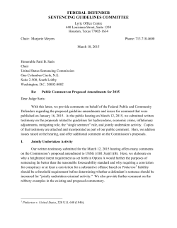 Defender Public Comment of 3/18/15 Regarding Proposed