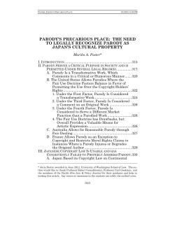 Parody`s Precarious Place: The Need to Legally Recognize Parody
