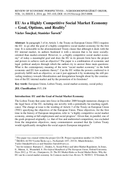 EU As a Highly Competitive Social Market Economy &ndash; Goal