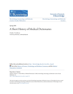 A Short History of Medical Dictionaries - UKnowledge