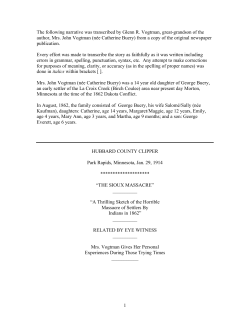 Sioux Uprising Narrative by Catherine (Buery ) Vogtman