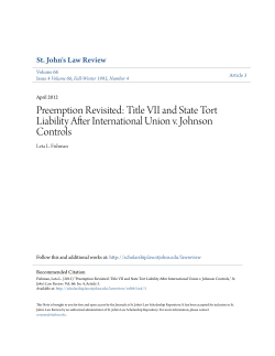 Title VII and State Tort Liability After International Union v. Johnson