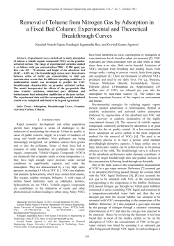 Removal of Toluene from Nitrogen Gas by Adsorption in a Fixed Bed