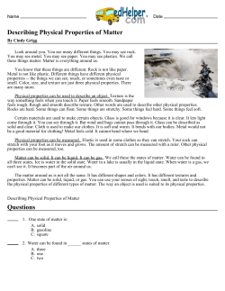 Describing Physical Properties of Matter Questions