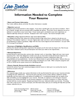 Information Needed to Complete Your Resume - Linn