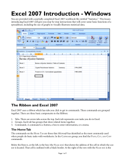 Excel 2007 Introduction