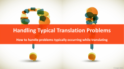 Handling Typical Translation Problems