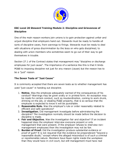 ESC Local 20 Steward Training Module 2: Discipline and