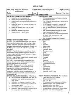 Unit 6 &ndash; Rate, Ratio, Proportion Subject/Course: Integrated Algebra