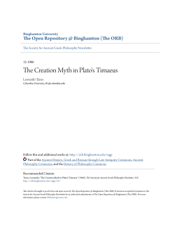 The Creation Myth in Plato`s Timaeus - The ORB