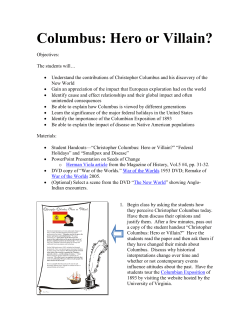 Columbus: Hero or Villain? - Lesson Plan #1