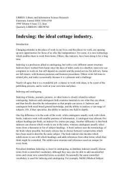 Indexing: the ideal cottage industry. - LIBRES e