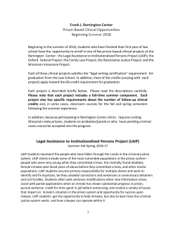 Prison Clinics 2016 - University of Wisconsin Law School