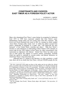 constraints and choices: east timor as a foreign policy actor