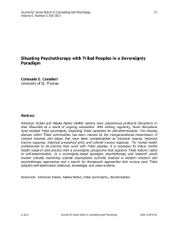 Situating Psychotherapy with Tribal Peoples in a Sovereignty