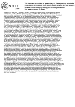 Hamlet\`s First Soliloquy The tone of Hamlet\`s first solilo