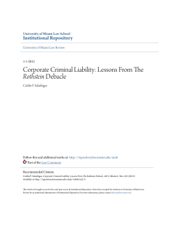 Corporate Criminal Liability: Lessons From The Rothstein Debacle