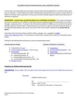 example signature blocks and certifications