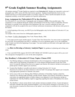 9 Grade English Summer Reading Assignments