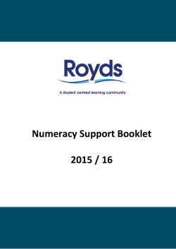 Numeracy &ndash; Support Booklet