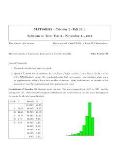 MAT186H1F - Calculus I - Fall 2014 Solutions to Term Test 2