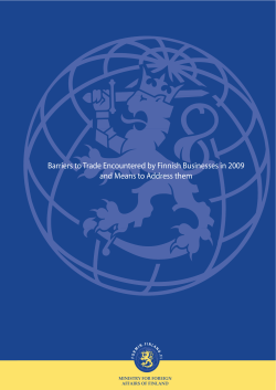 Barriers to Trade Encountered by Finnish Businesses in 2009 and