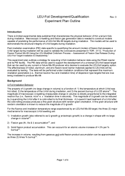 DRAFT LEU Foil Target Qualification Experiment Test Plan Outline
