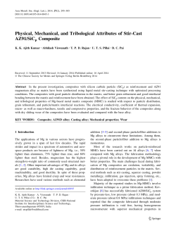 Physical, Mechanical, and Tribological Attributes of Stir