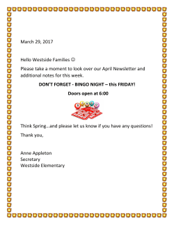 March 29, 2017 Hello Westside Families Please take a moment to