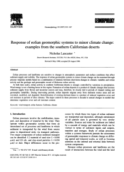 Response of eolian geomorphic systems to minor climate change