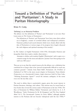 Toward a Definition of `Puritan`