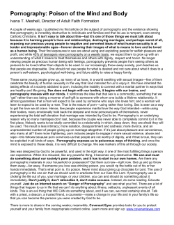 Pornography: Poison of the Mind and Body