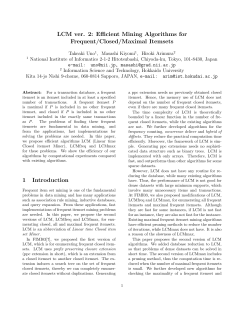 LCM ver. 2: Efficient Mining Algorithms for Frequent/Closed/Maximal