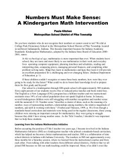 Numbers Must Make Sense: A Kindergarten Math Intervention