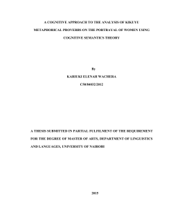 A cognitive approach to the analysis of Kikuyu