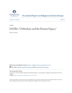 DeVille`s "Orthodoxy and the Roman Papacy"