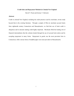 Credit Sales and Repayment Methods in Colonial New England