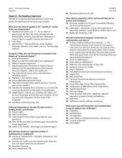 Chapter 6 &ndash; The Republican Experiment *Be able to answer the