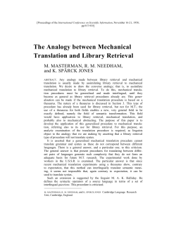 The analogy between mechnaical translation and library retrieval