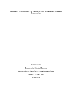 The Impact of Fertilizer Exposure on Caddisfly Mortality and