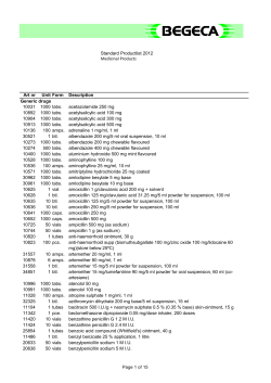 Art nr Unit Form Description 10031 1000 tabs. acetazolamide 250